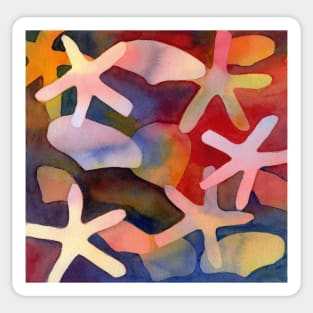 Sea Shells and Sea Stars Watercolor Painting Sticker